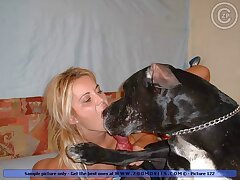 Pretty blonde sucking a cumdripping doggy shaft