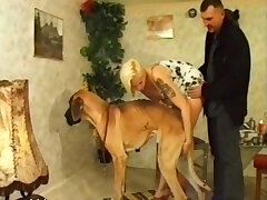 Sexy bestiality girl fucking her big horny pet dog
